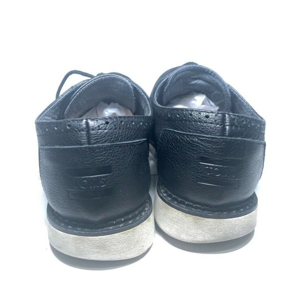 Toms Mens Brouge Shoes Black Lace Up Wingtip Cap main image 7
